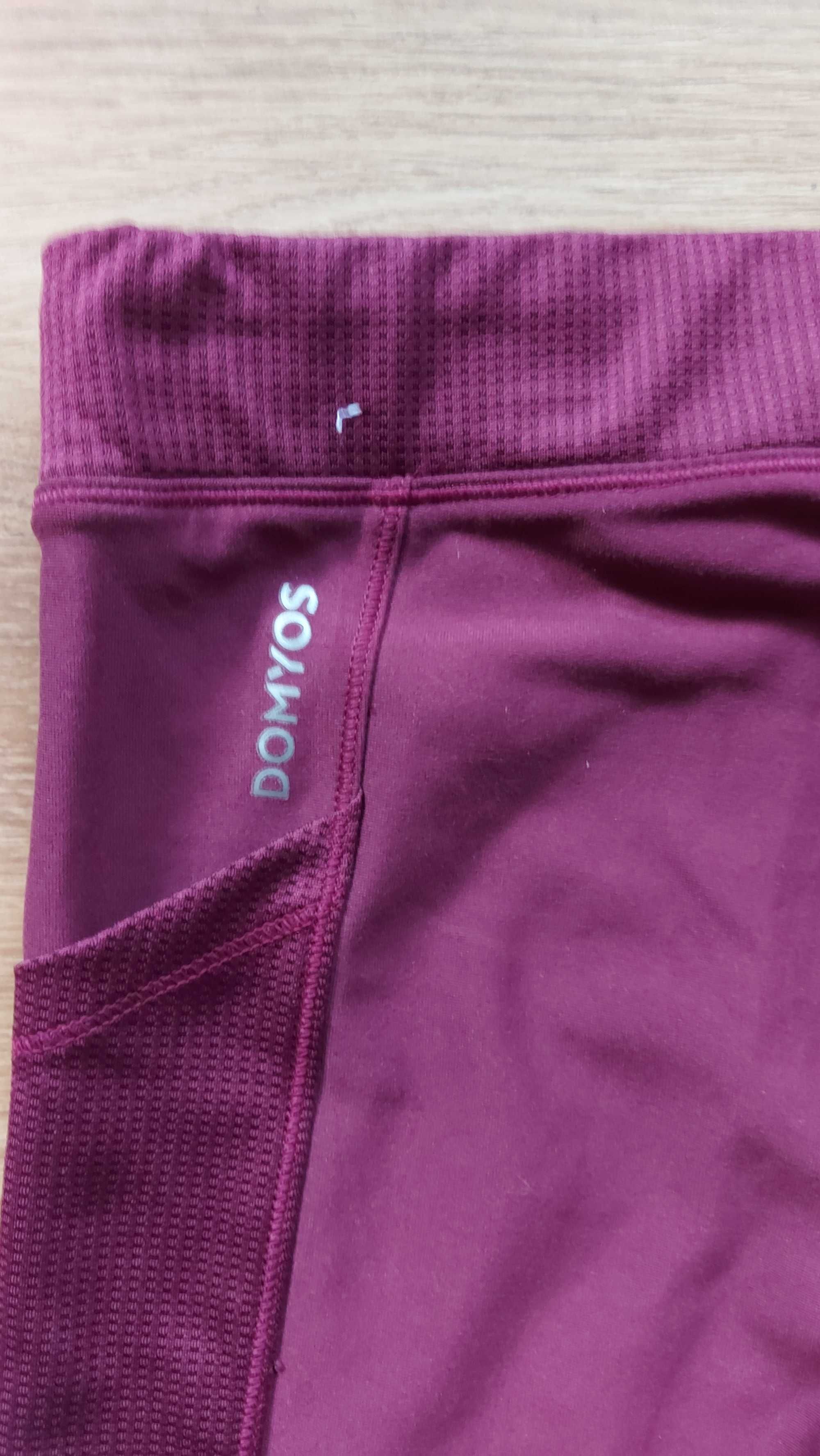 Legginsy Fitness Domyos fioletowe 3/4