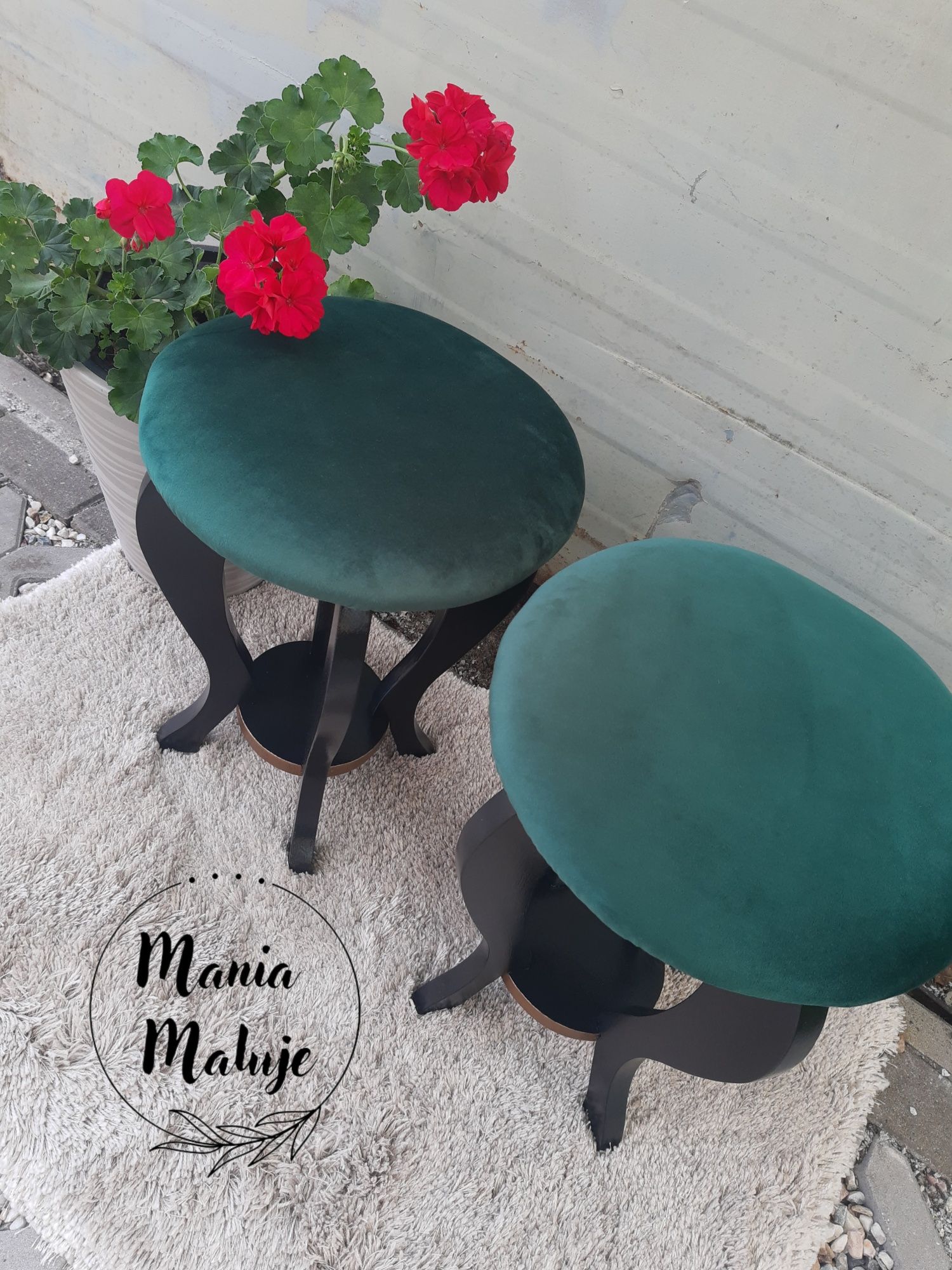 Taboret butelkowa zieleń taborety malowane