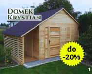 Drewniany domek na narzędzia Krystian. Domek narzędziowy z drewutnią