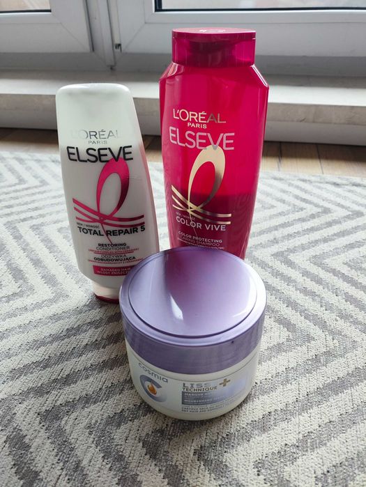 Szampon, odżywka Elseve, maseczka odżywcza Cosmia