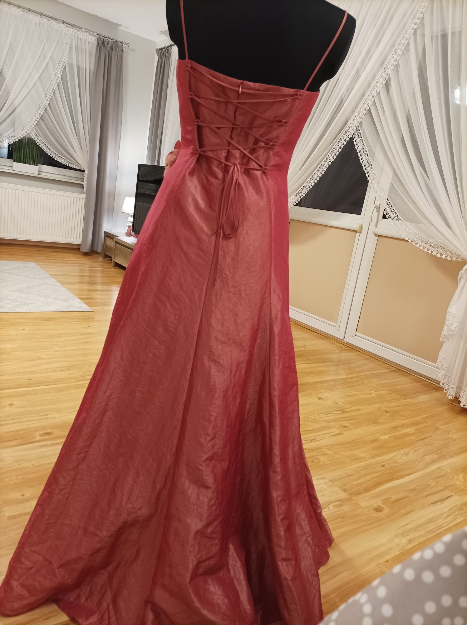 Suknia balowa wieczorowa ślubna tafta L/XL