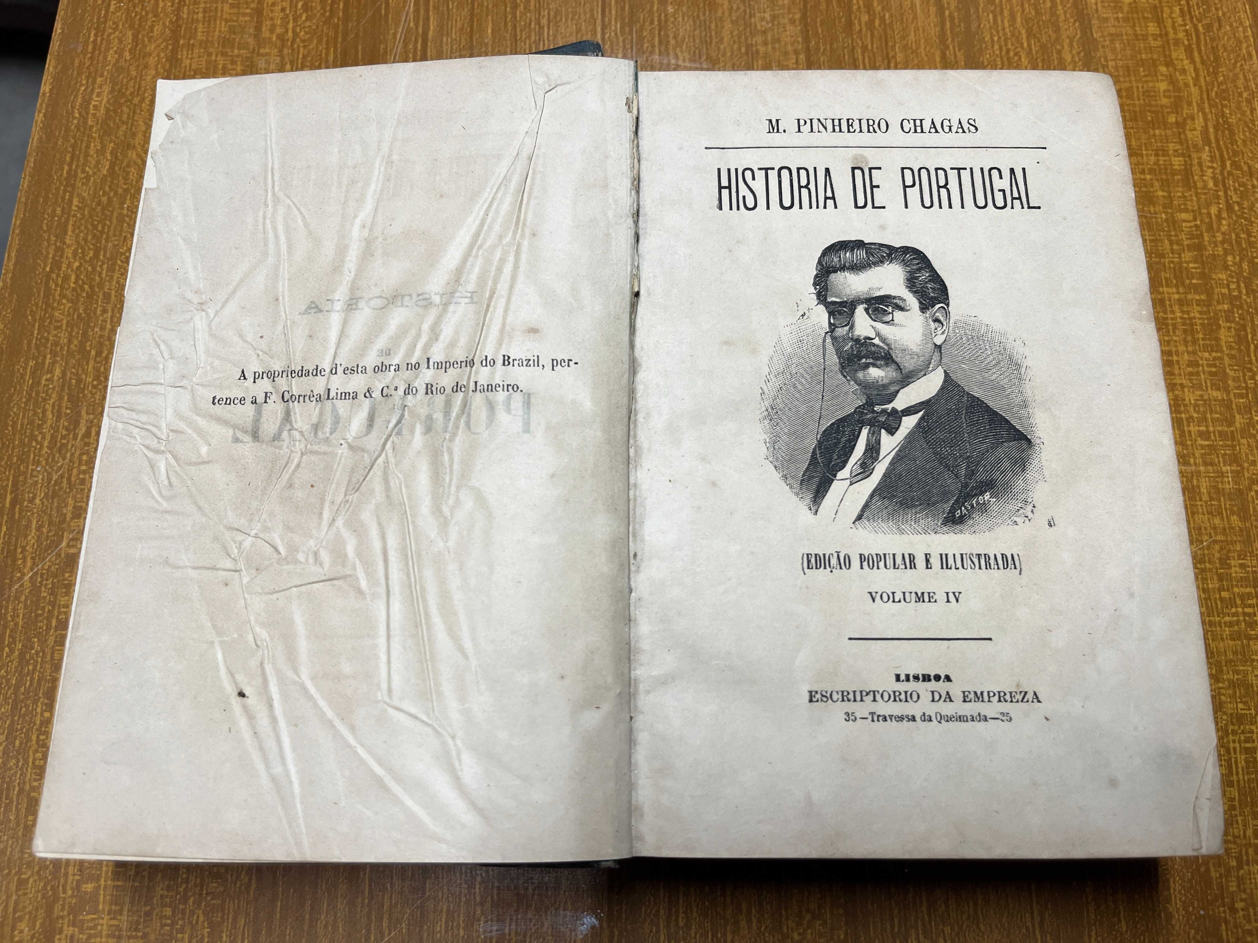 História de Portugal  - Pinheiro Chagas – Volumes 1, 2, 3, 4 e 6