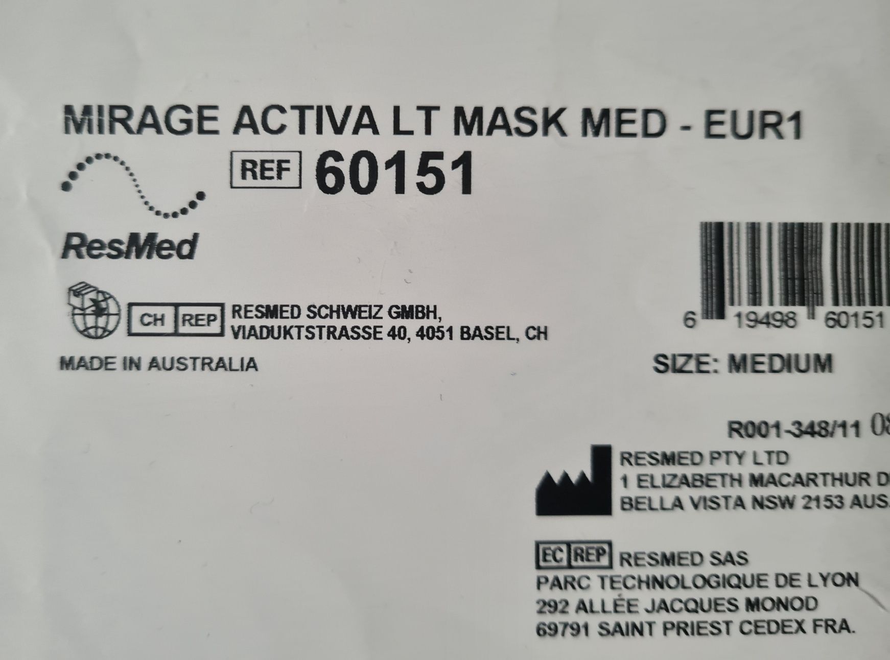 Nowa maska nosowa CPAP Resmed Mirage Activa LT vented M +rura GRATIS