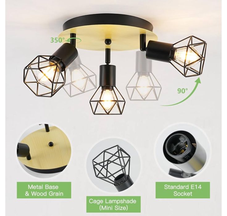 Żyrandol Lampa Sufitowa Vintage Retro Industrial