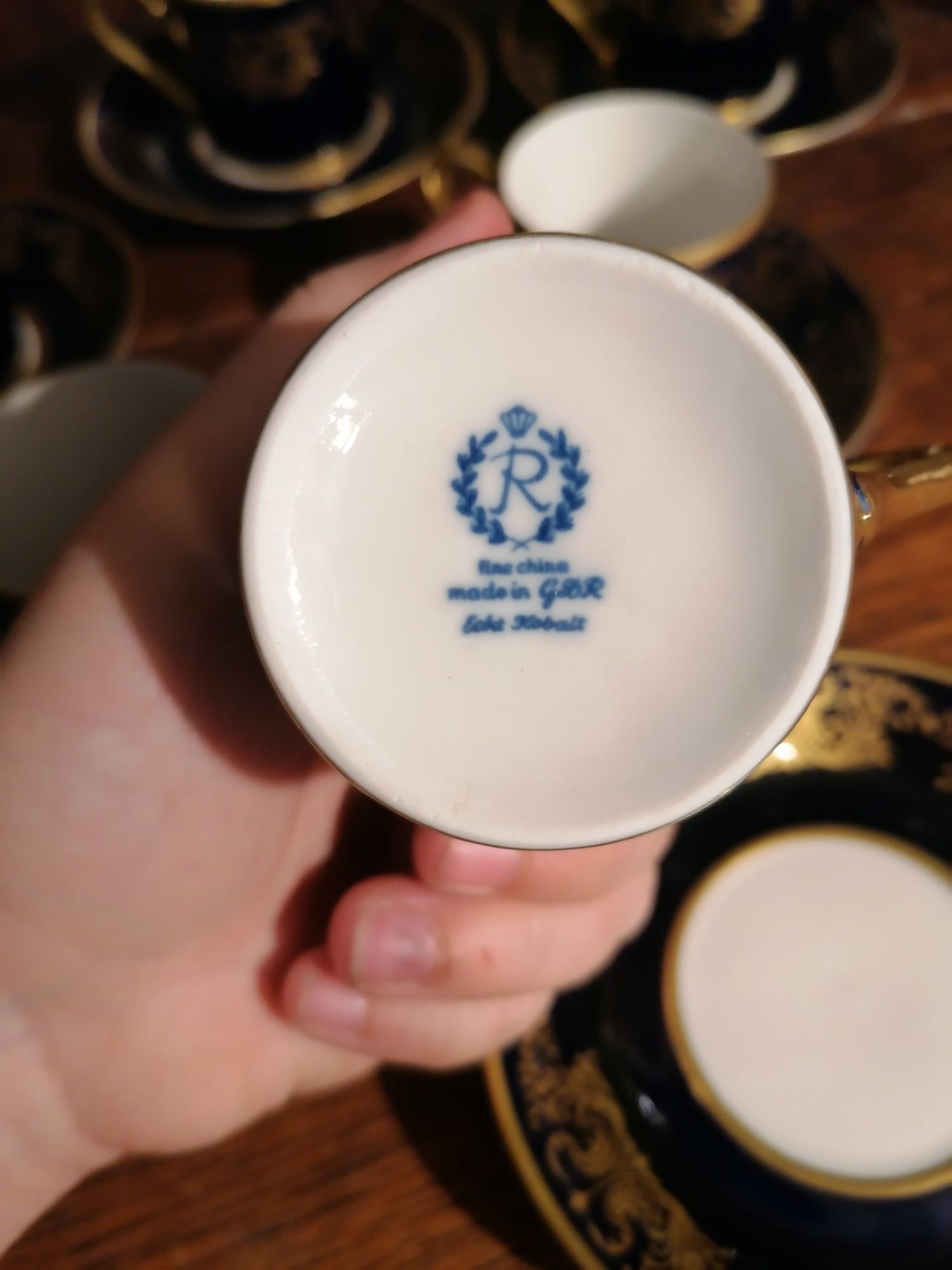 Serwis zestaw filiżanek kobalt fine china made in GDR