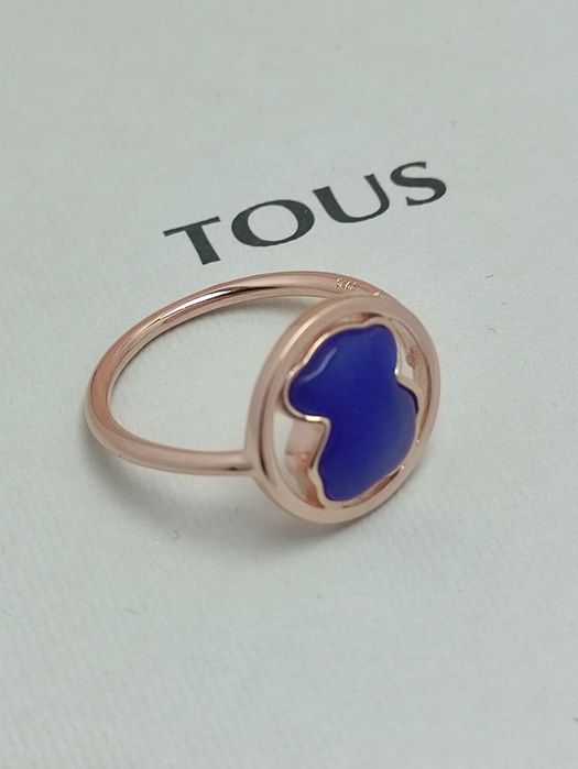 Pierścionek 16 z misiem różowe srebro vermeil 926 z dumortierytem