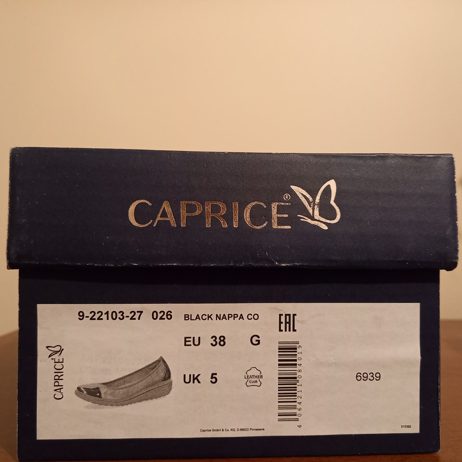 czarne baleriny, półbuty - Caprice