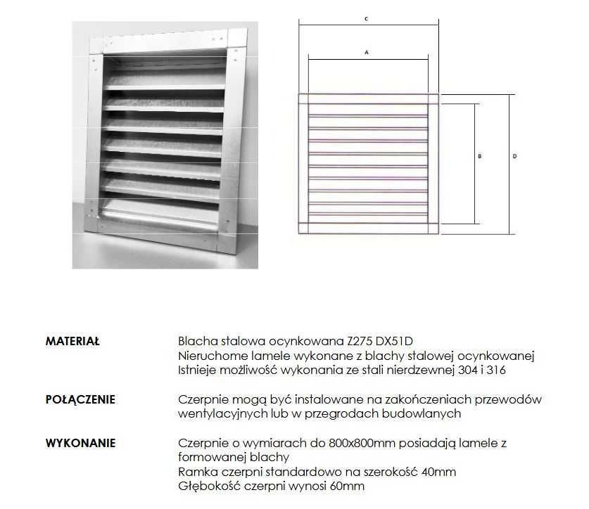 Czerpnia ścienna 520X520 kratka wentylacyjna HURTWENT WROCŁAW