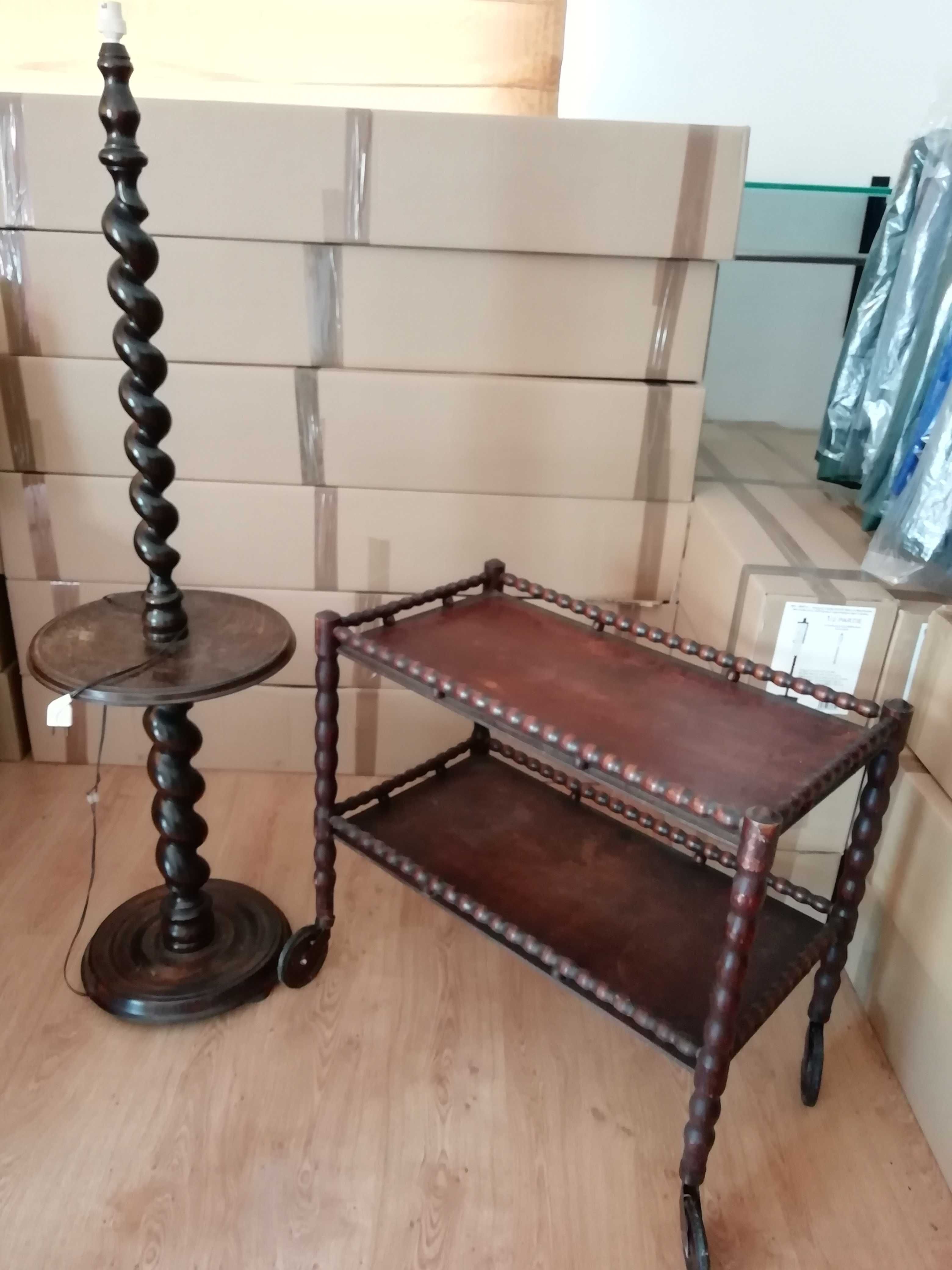 Mesa de chá com rodas Madeira torneada