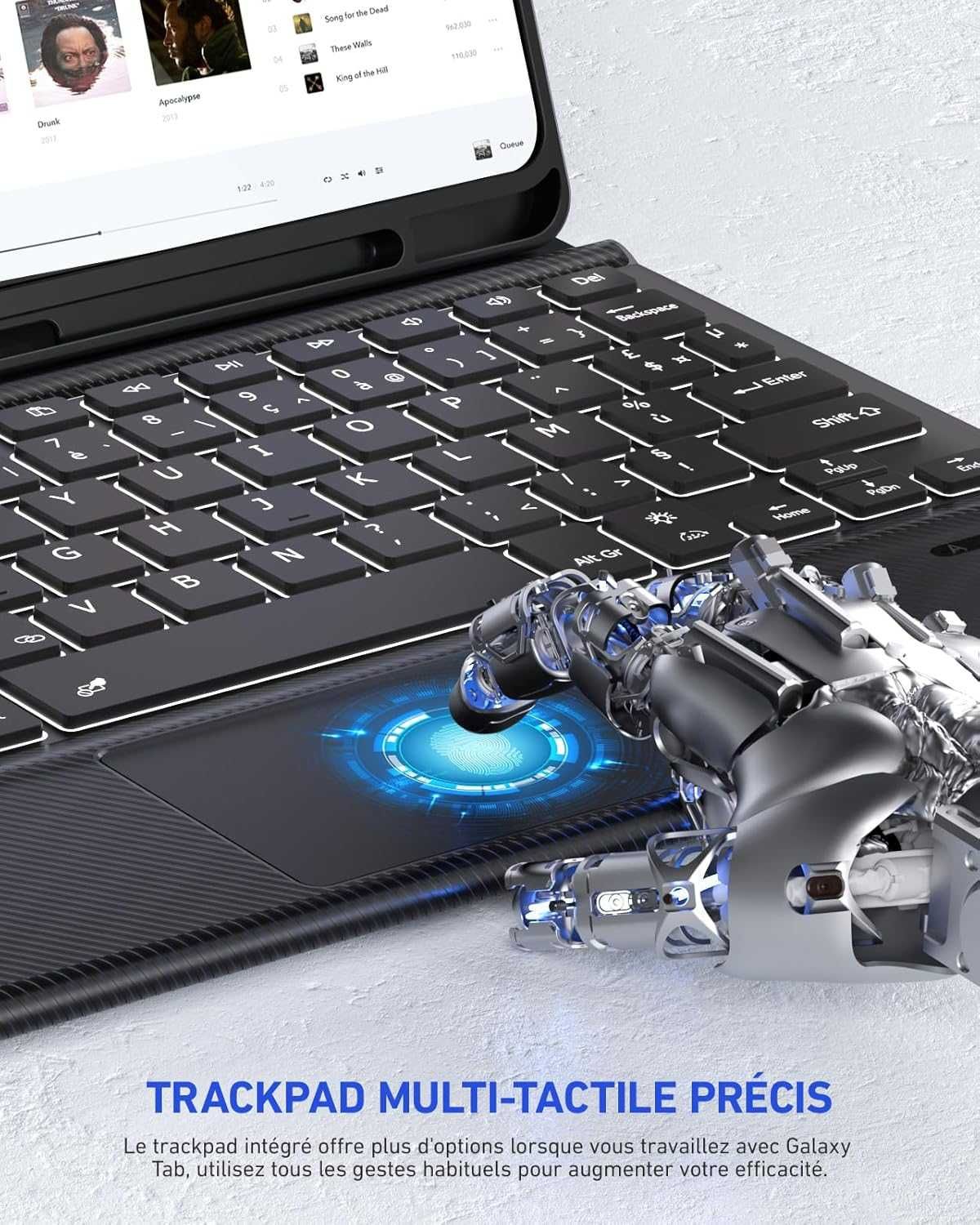Doohoeek etui klawiatura touchpad LED Samsung Galaxy Tab S9 11" S9 FE