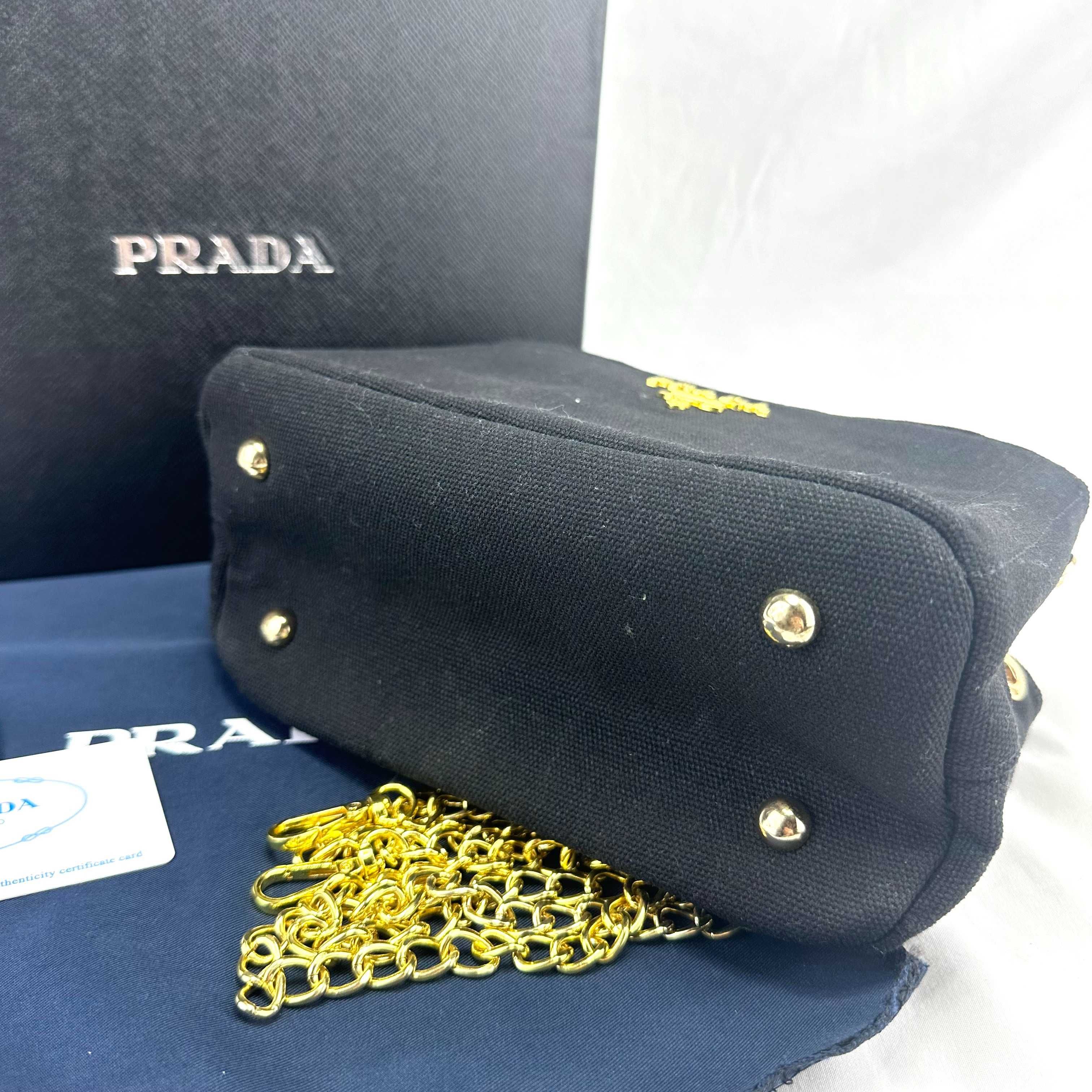 Torebka na ramię PRADA Mini Canapa z podwójnym łańcuszkiem