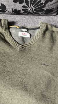 Sweter męski sweterek Markowy premium S.Oliver kolor khaki ciepły