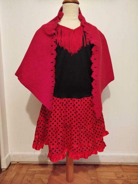 Carnaval Vestido sevilhana + xaile 5/10 anos