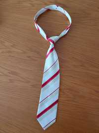 Krawat beżowo-czerwony w paski