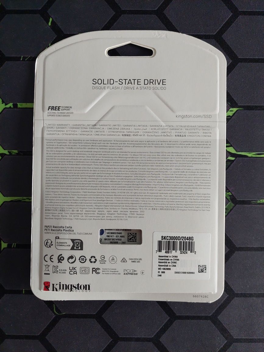 Dysk SSD Kingston KC3000 2TB PCIe 4.0 NVMe M.2