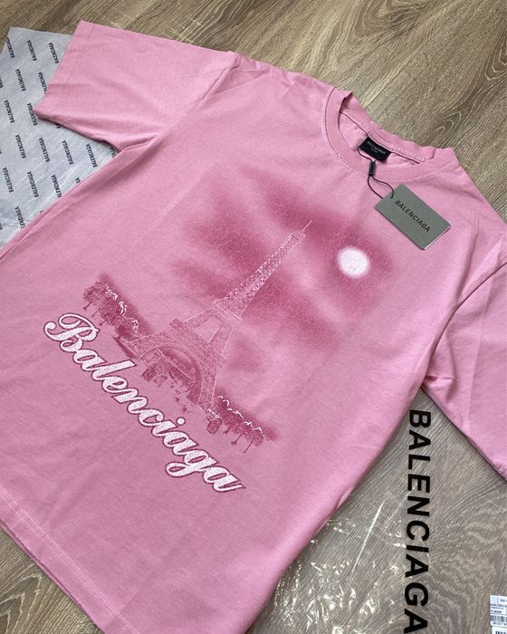 Футболка Balenciaga Paris рожева
