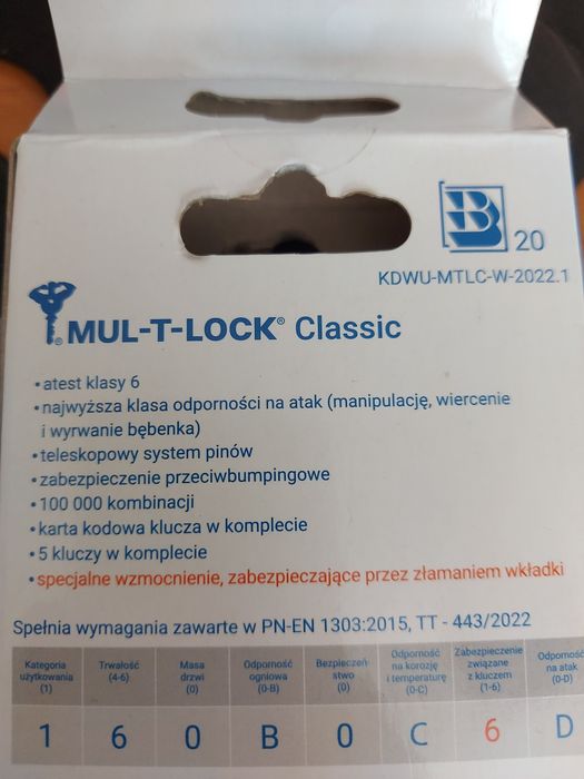 Wkładka Mul-T-Lock  40/35G z gałką max 6 security