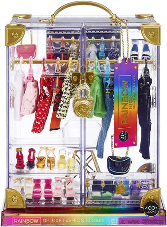 Rainbow High Шкаф-гардеробная с одеждой и обувью.