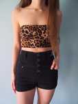 Panterkowy top bandeau S 36 stanik bardotka gorsecik croptop panterka