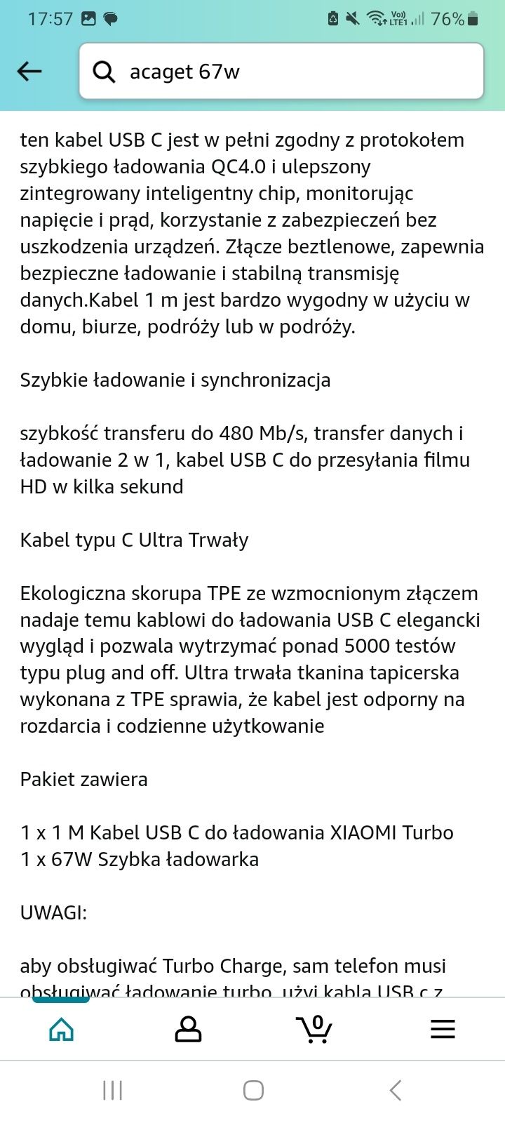 Szybka ładowarka USB 67W