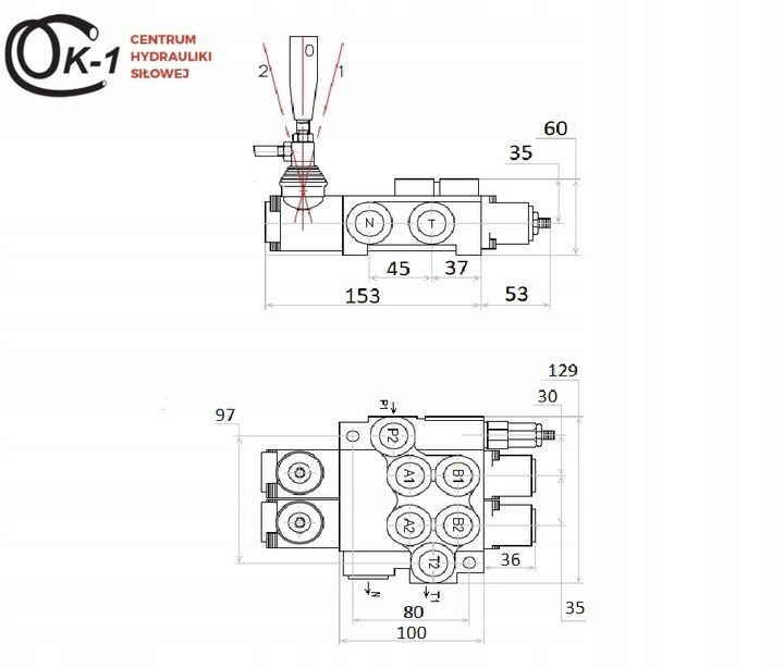 3/24 Rozdzielacz hydrauliczny 2 sekcyjny + GNIAZDA EURO PAV ISO-A