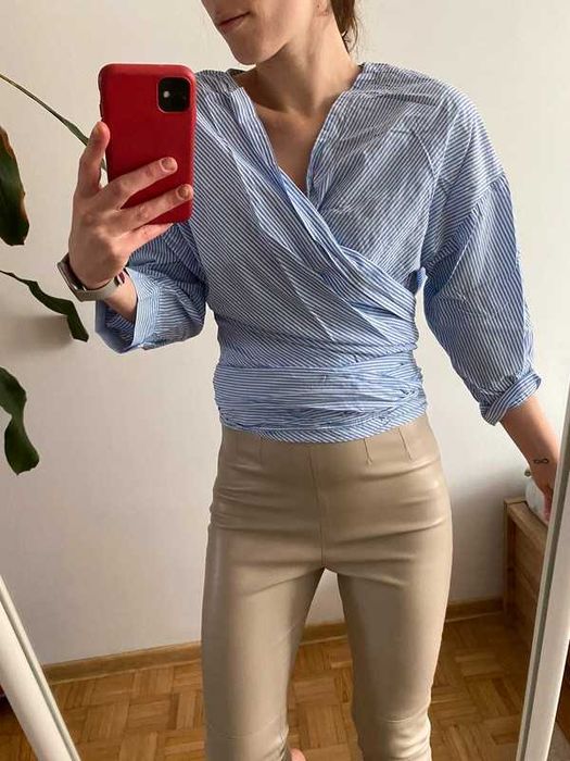 Bluzka wiązana kopertowa H&M