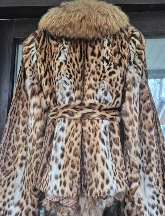 Шуба автоледі оцелот,рись оверсайз,не норка