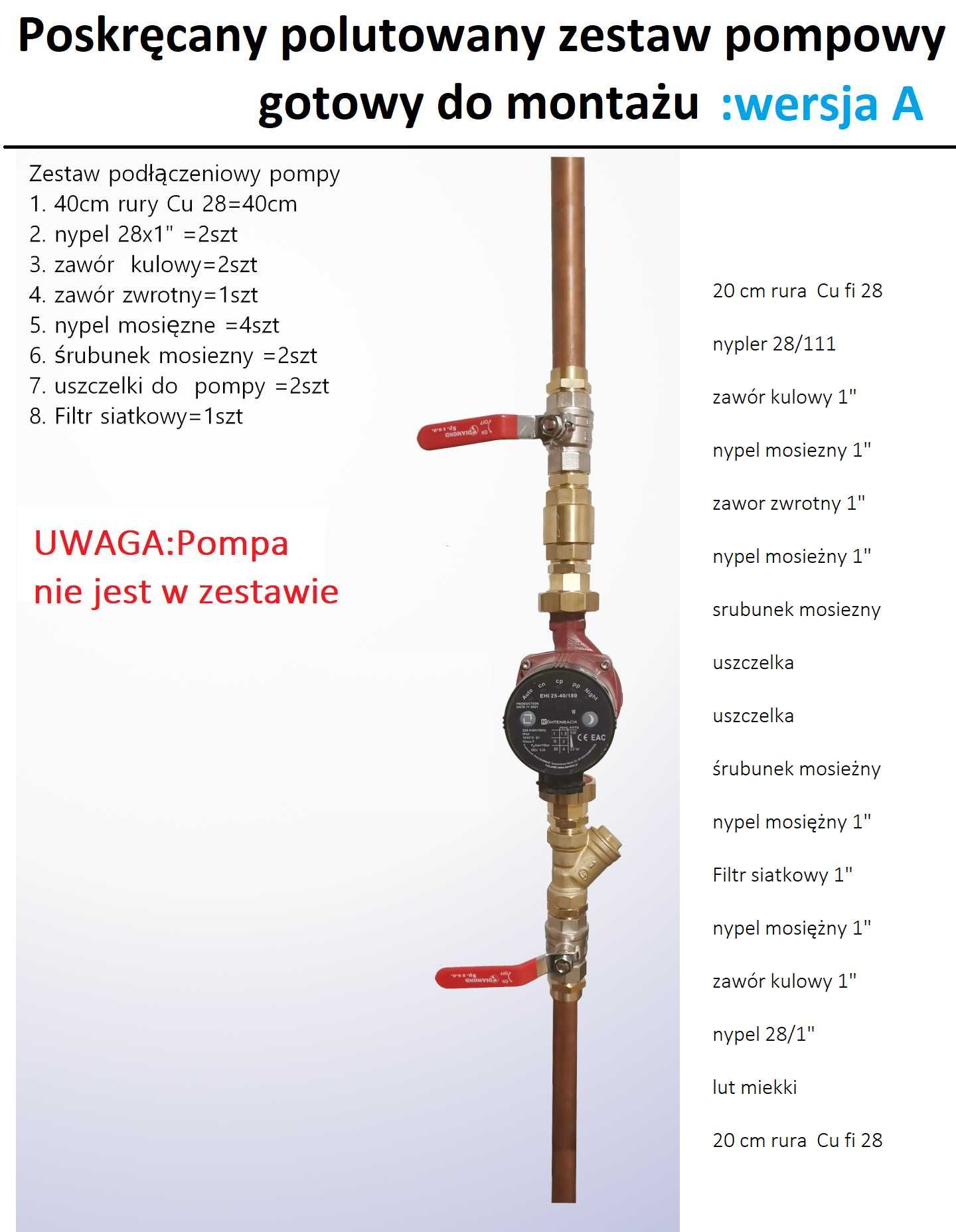 zestaw  pompowy  1"/28,  gotowy  do wlutowania wersja C