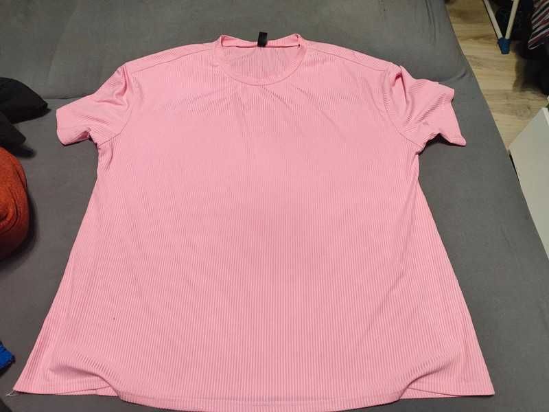 Shein koszulka prążkowana t-shirt różowa oversize 4xl