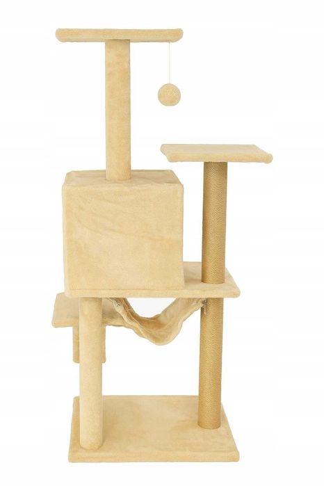 STABILNY Drapak dla kota 125 cm Domek, Hamak, Sizal, [DARMOWA DOSTAWA]