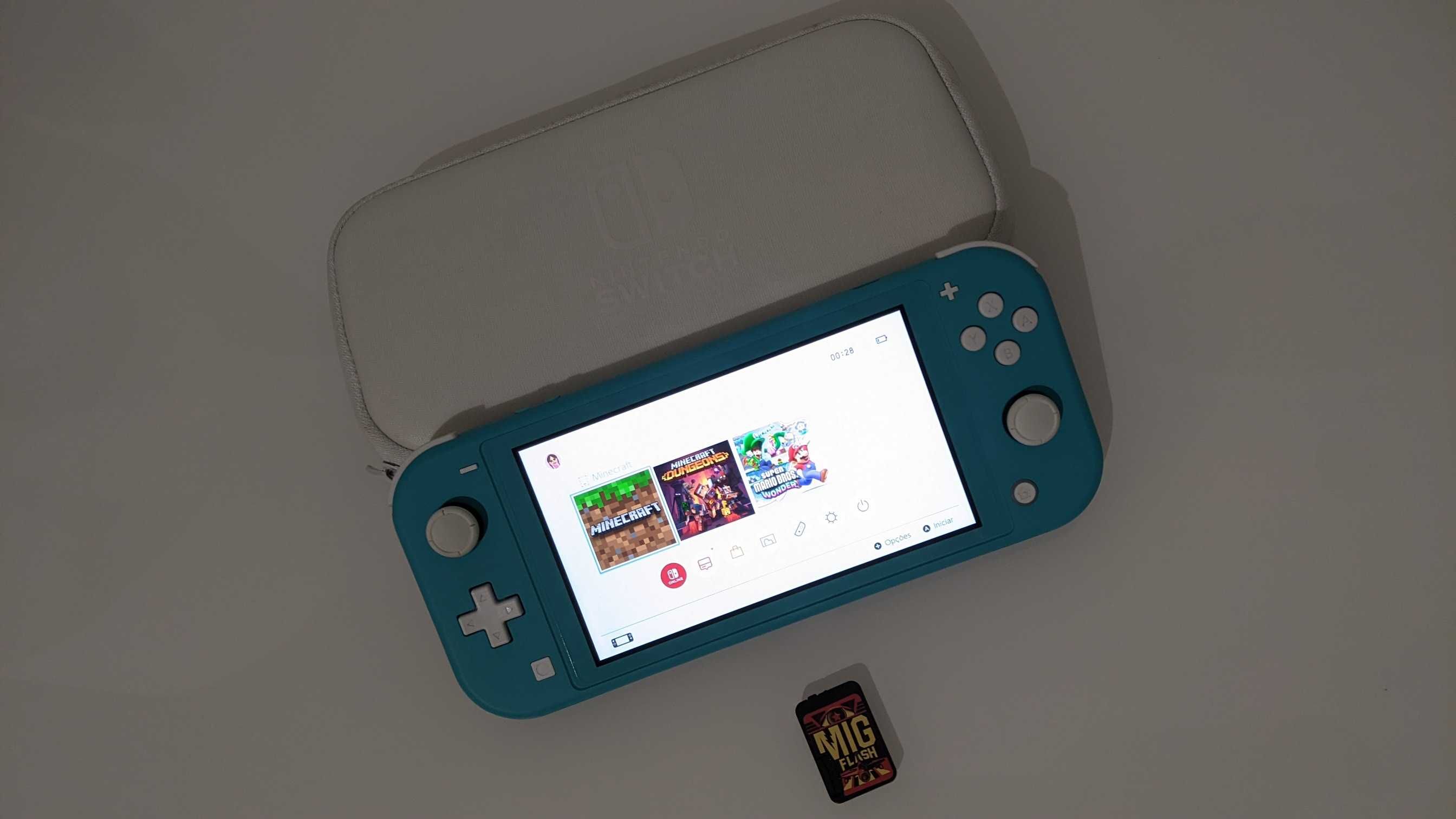 Nintendo Switch Lite azul com cartão MIG Switch