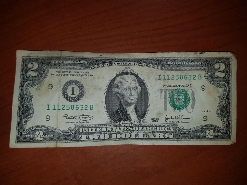 Купюра 2 доллара США 2003 год I