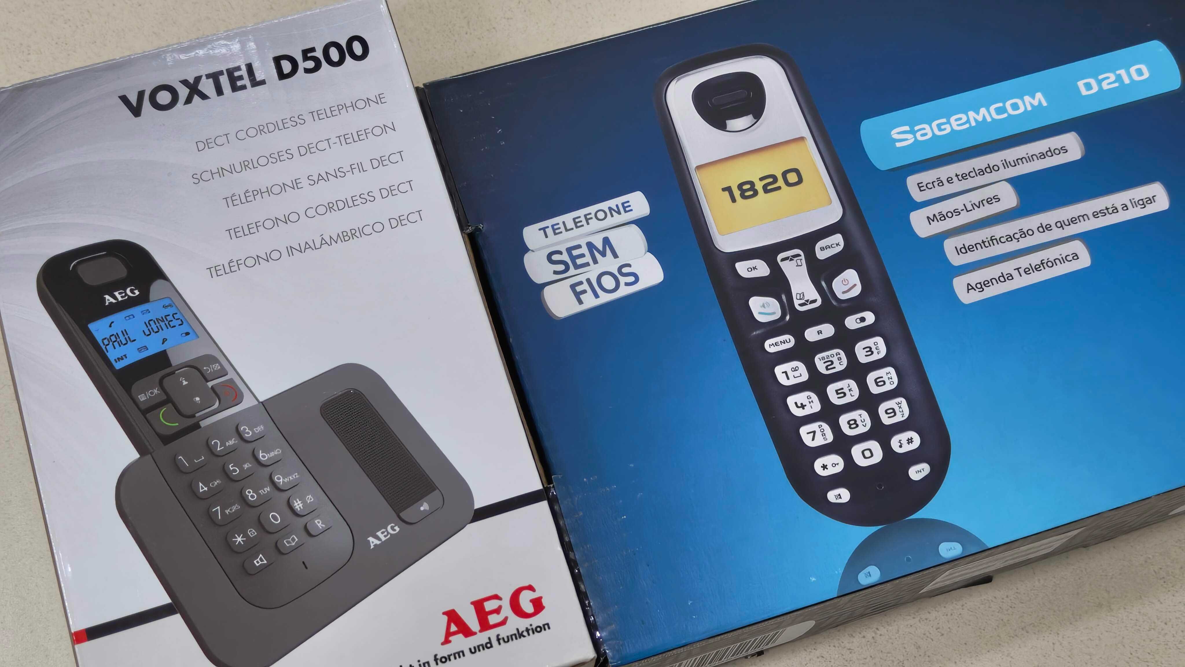 2 telefones sem fios DECT AEG D500 e Sagem D210