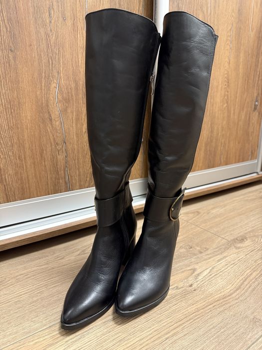 Шкіряні сапоги жіночі чоботи демісезонні