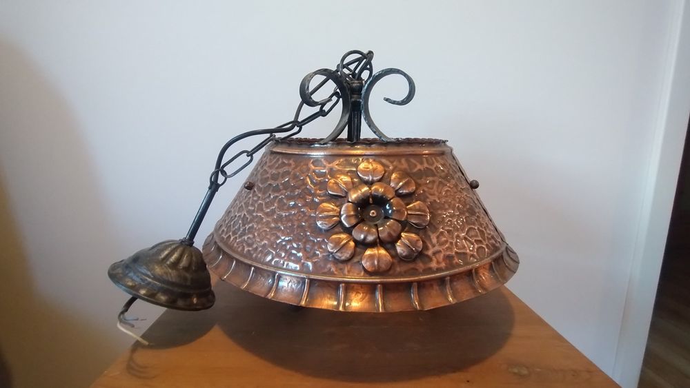 Miedziana lampa retro rustykalna rękodzieło