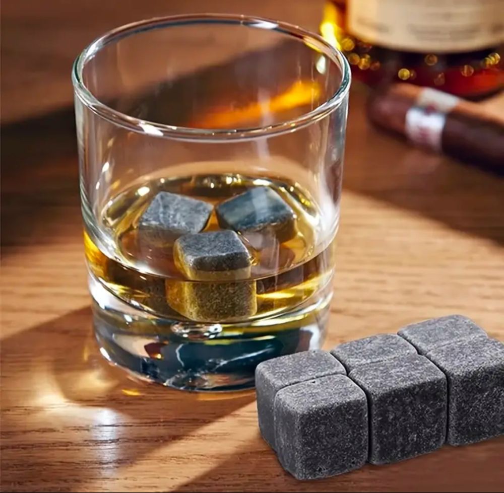 Kamienne kostki do drinków whisky szare lód 6 szt prezent