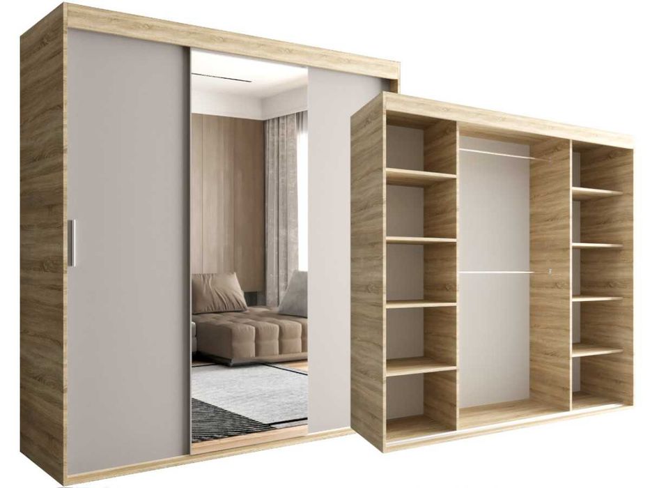 Szafa WYSYŁKA OD 3 DNI Sonoma Kaszmir 3 Drzwiowa 180 CM Lustro OTARIO