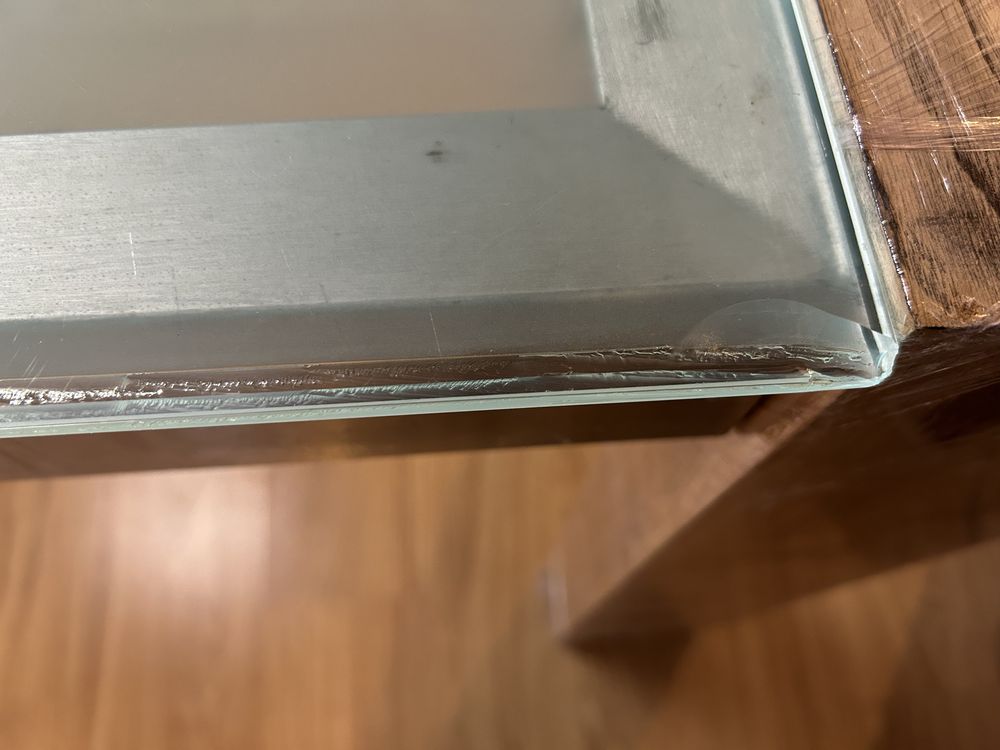 Mesa de jantar em vidro e madeira 221x105