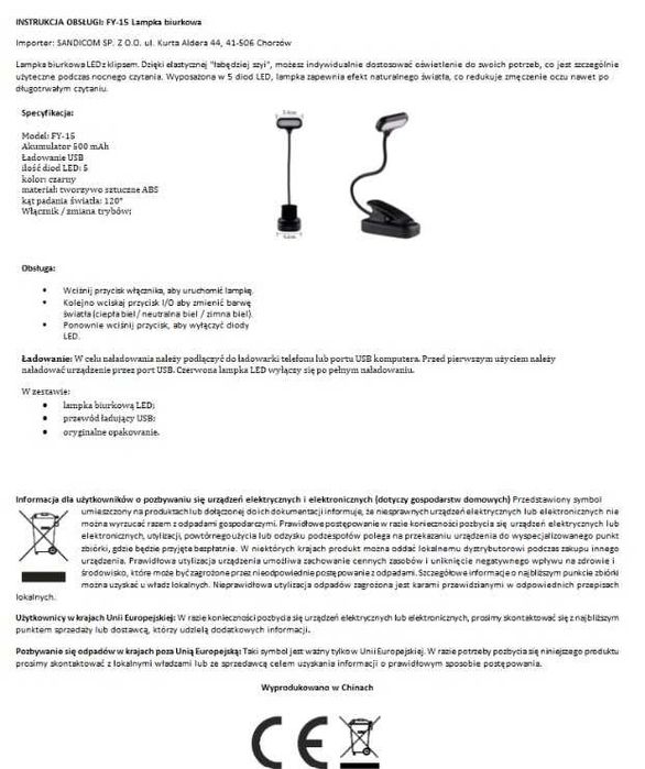 Lampka biurkowa led szkolna do czytania nauki pracy klips