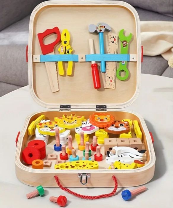 Деревяна іграшка скринька з інструментами. Конструктор "ЗРОБИ САМ"