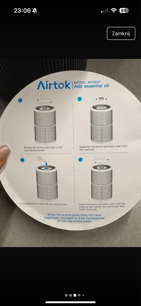 AIRTOK Oczyszczacz powietrza z funkcją aromaterapii 2 sztuki kom nowe