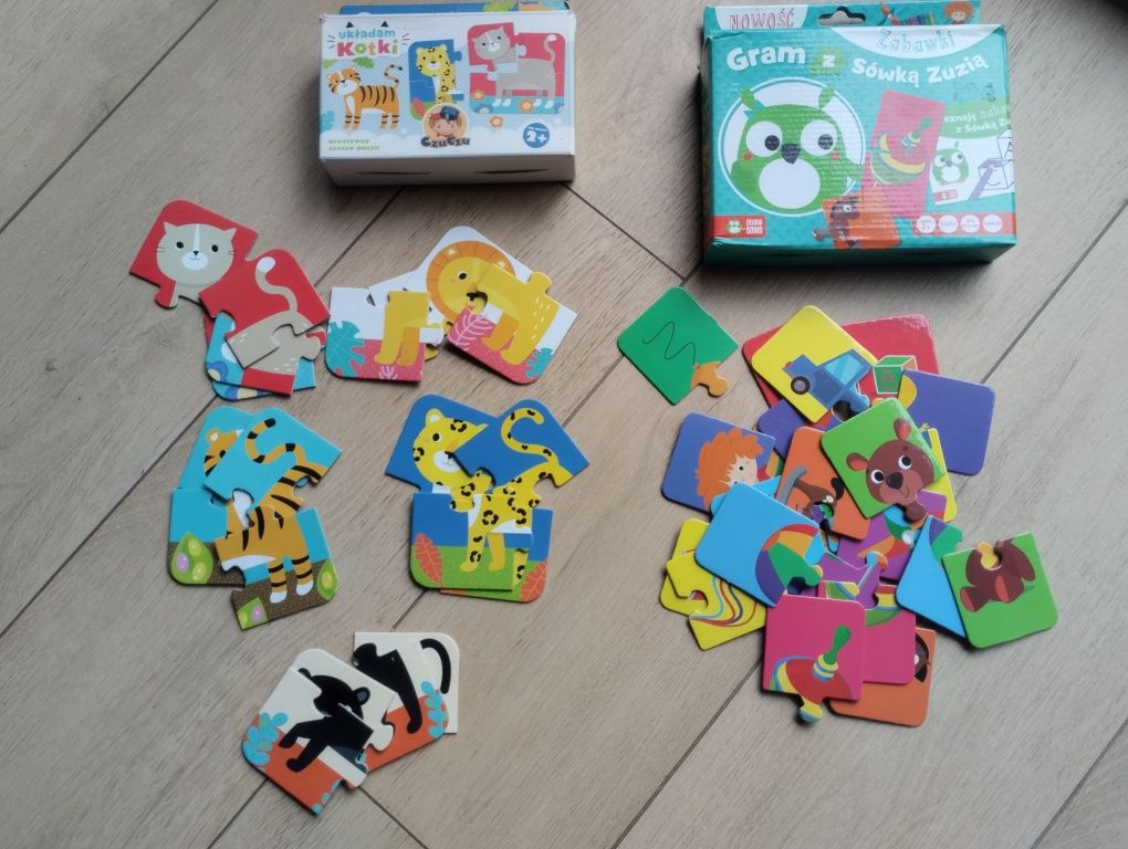 Pierwsze puzzle 2  zestawy Czuczu i Zielona sowa 2+