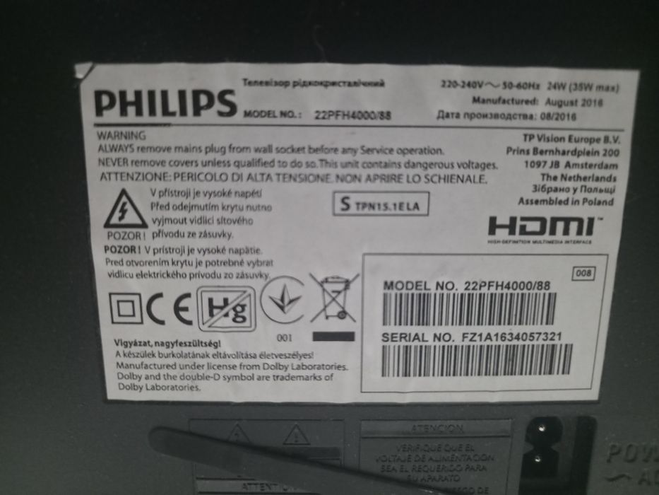 Televisão Philips 22 polegadas FullHD