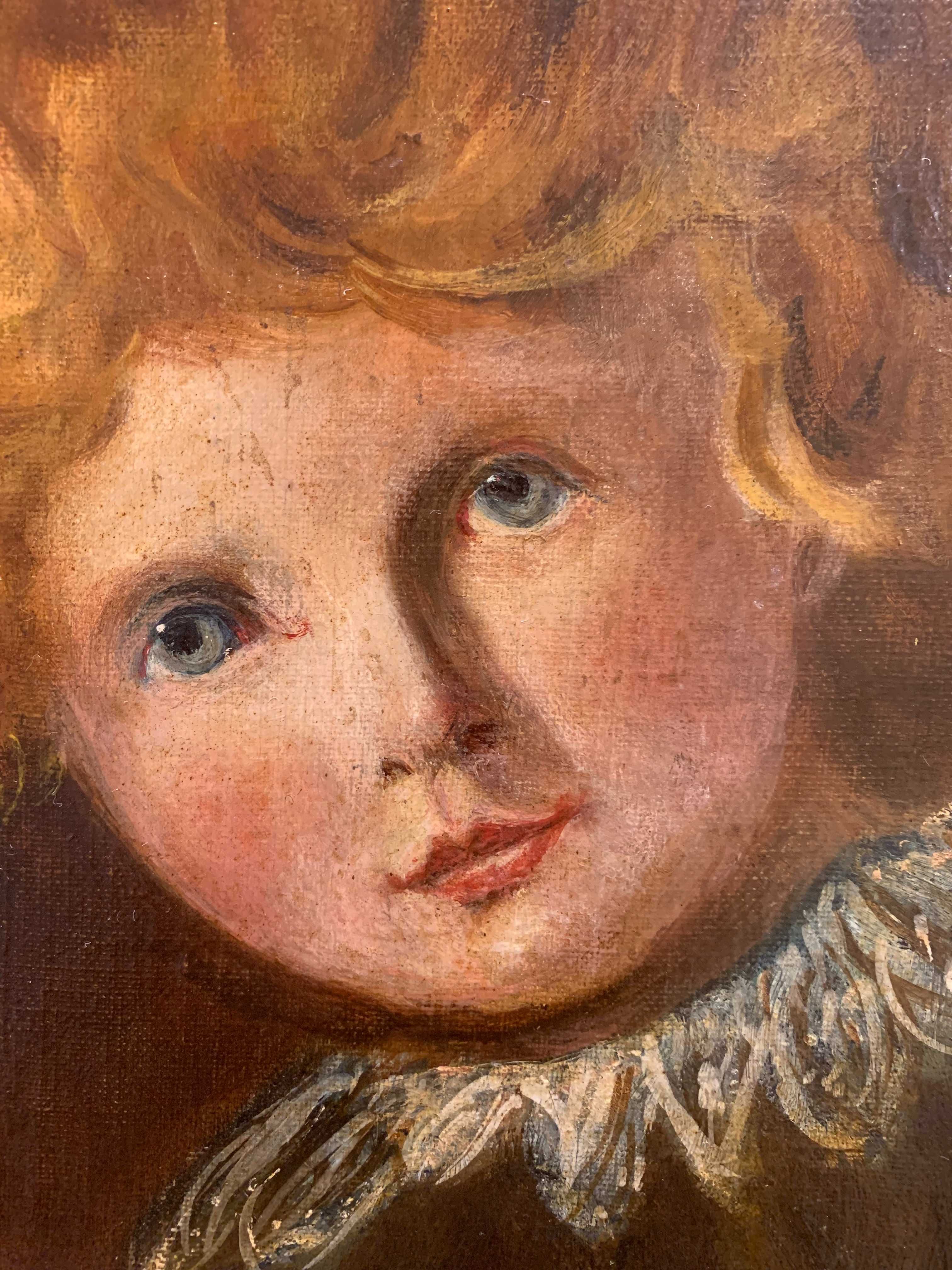 Картина "Старовинний портрет дитини",олія на фанері.Розм.з рам.36*47см