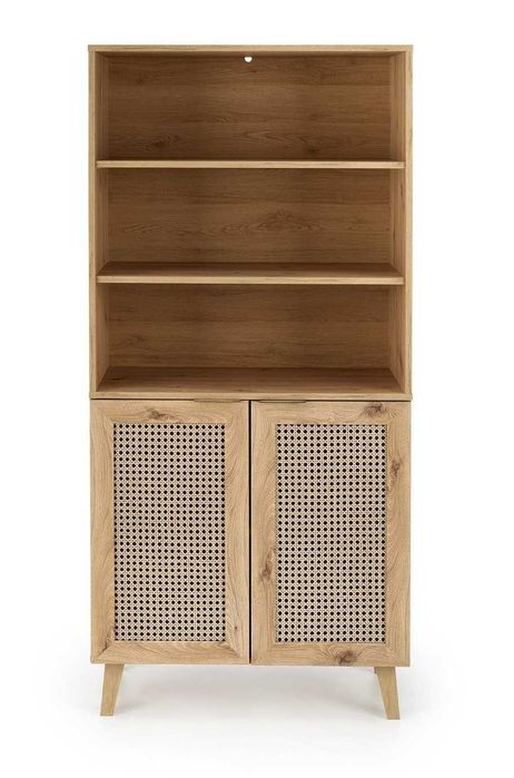Regał BORNEO REG-1 plecionka wiedeńska, dąb artisan/czarny