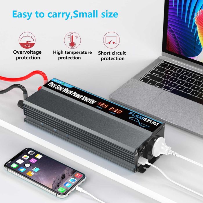 Falownik sinusoidalny 1000 W do samochodów, przetwornik napięcia 12 V