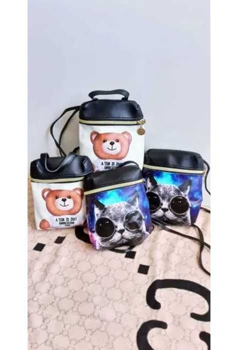 Piękny czarny plecak z misiem ze skóry ekologicznej PREZENT NA ŚWIĘTA