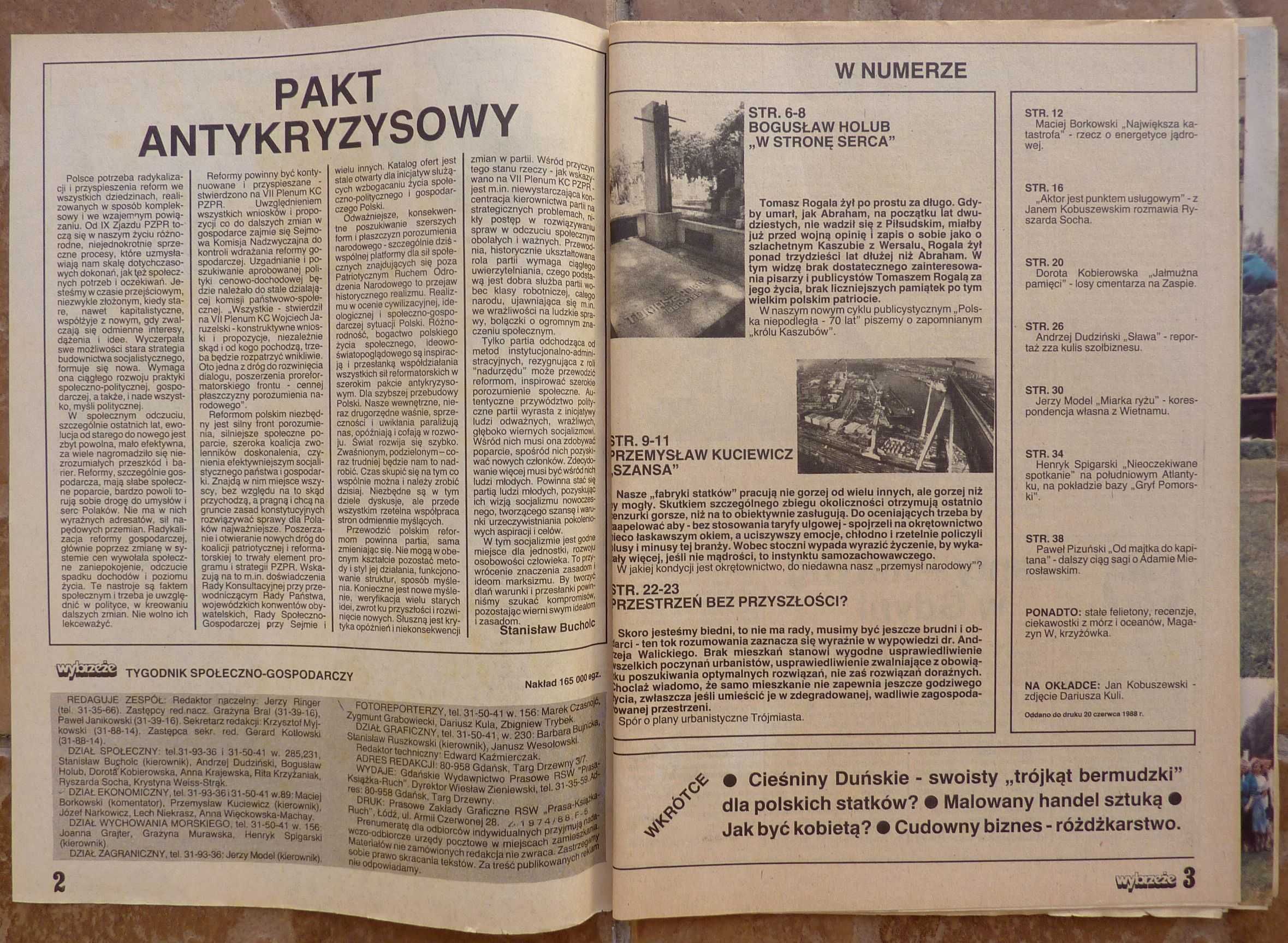 WYBRZEŻE tygodnik nr 27/1988 - wywiad - JAN KOBUSZEWSKI