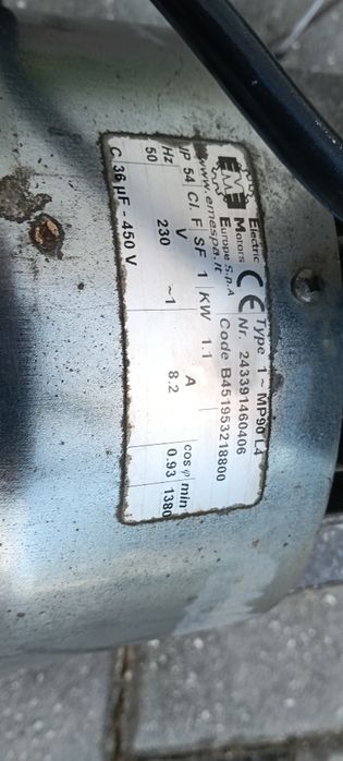 Motor elétrico para betoneira