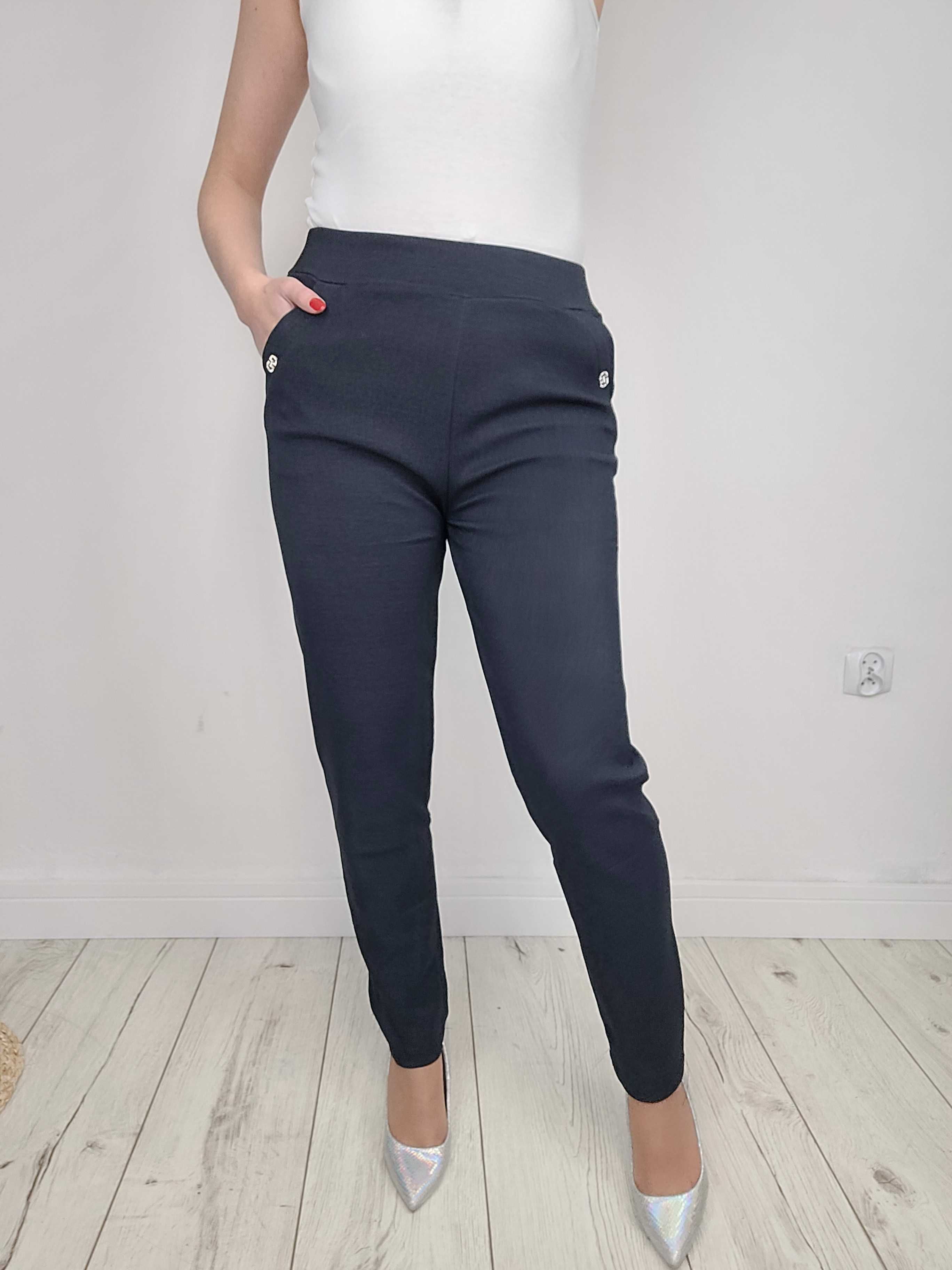 CZARNE spodnie XXL-6XL elaganckie klasyczne damskie spodnie